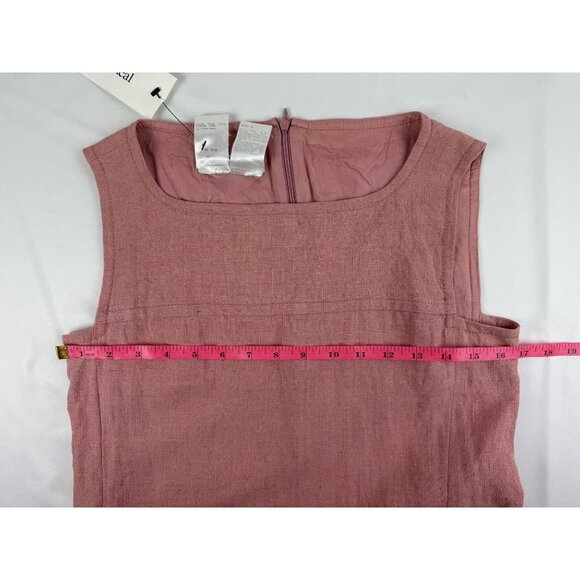 Max Mara Linen Wool Silk Square Neck Pink Sleeveless Pockets Shift Dress Size 6 - Picture 5 of 6